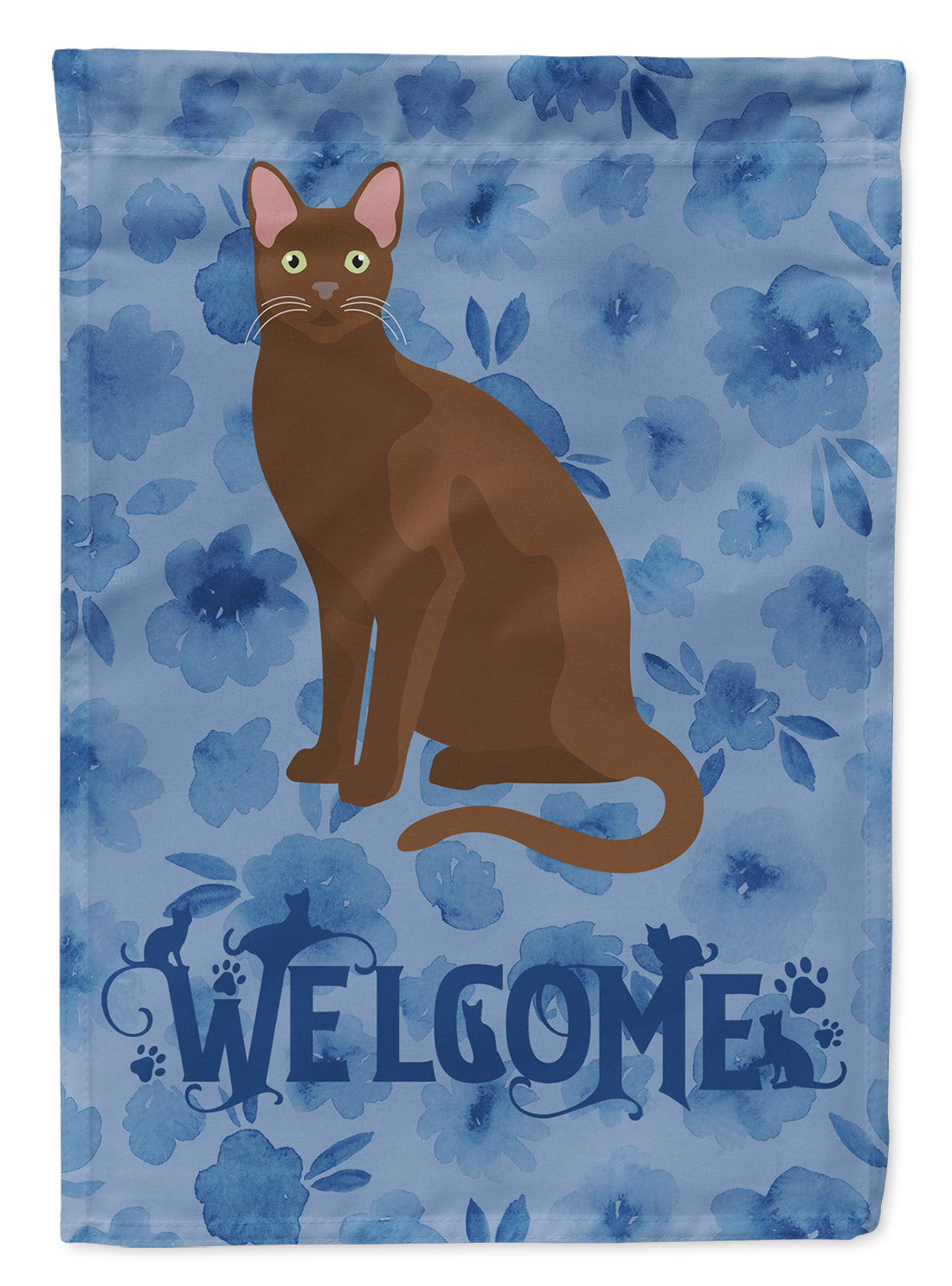 Havana Brown Cat Welcome Flag Canvas House Size CK5036CHF  the-store.com.