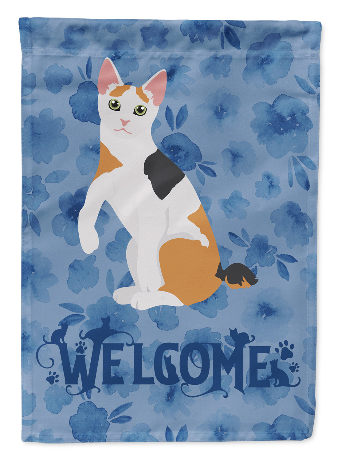 Japanese Bobtail Cat Welcome Flag Canvas House Size CK5037CHF  the-store.com.