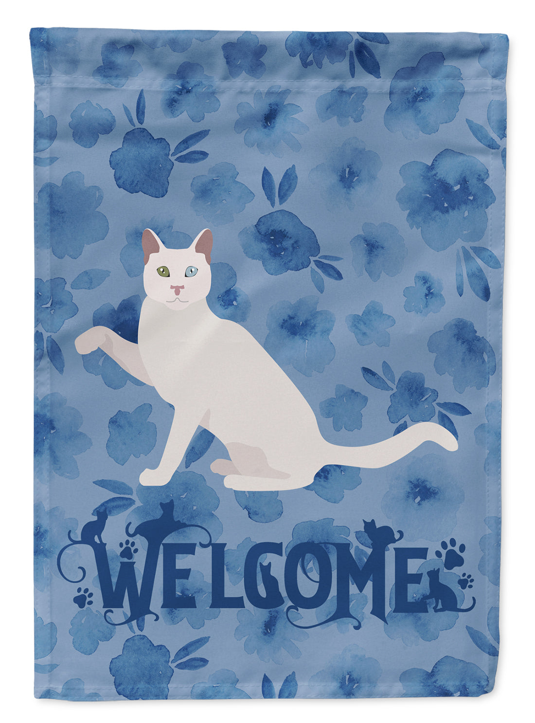 Khao Manee Cat Welcome Flag Canvas House Size CK5038CHF