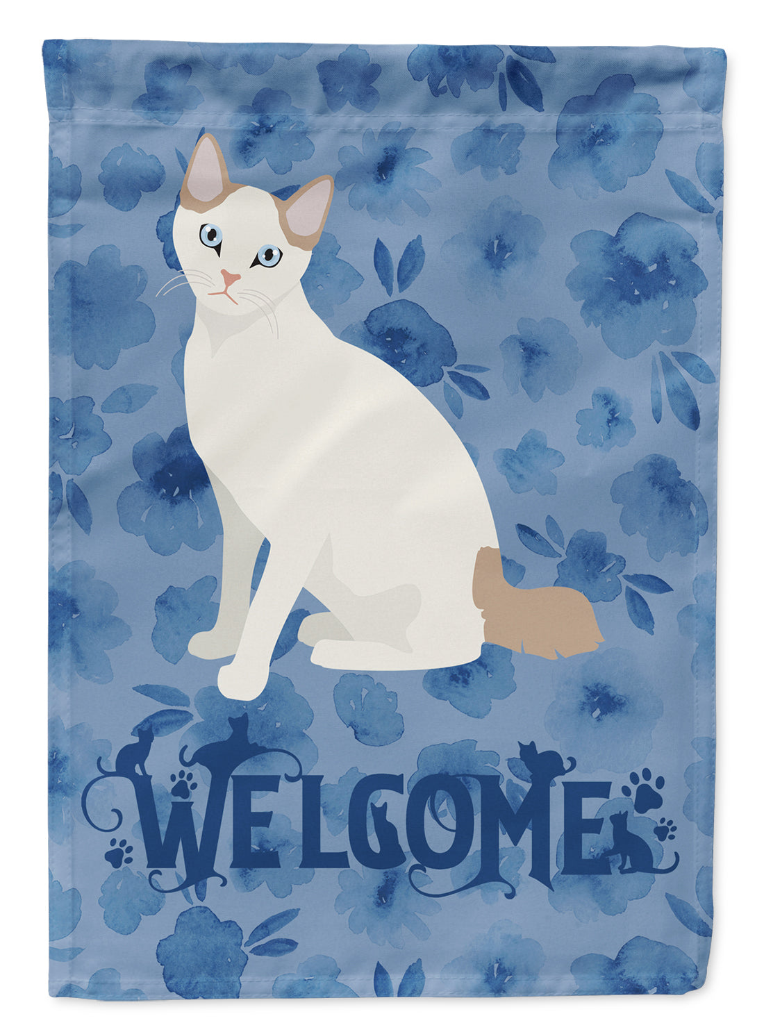 Korean Bobtail Cat Welcome Flag Canvas House Size CK5040CHF  the-store.com.