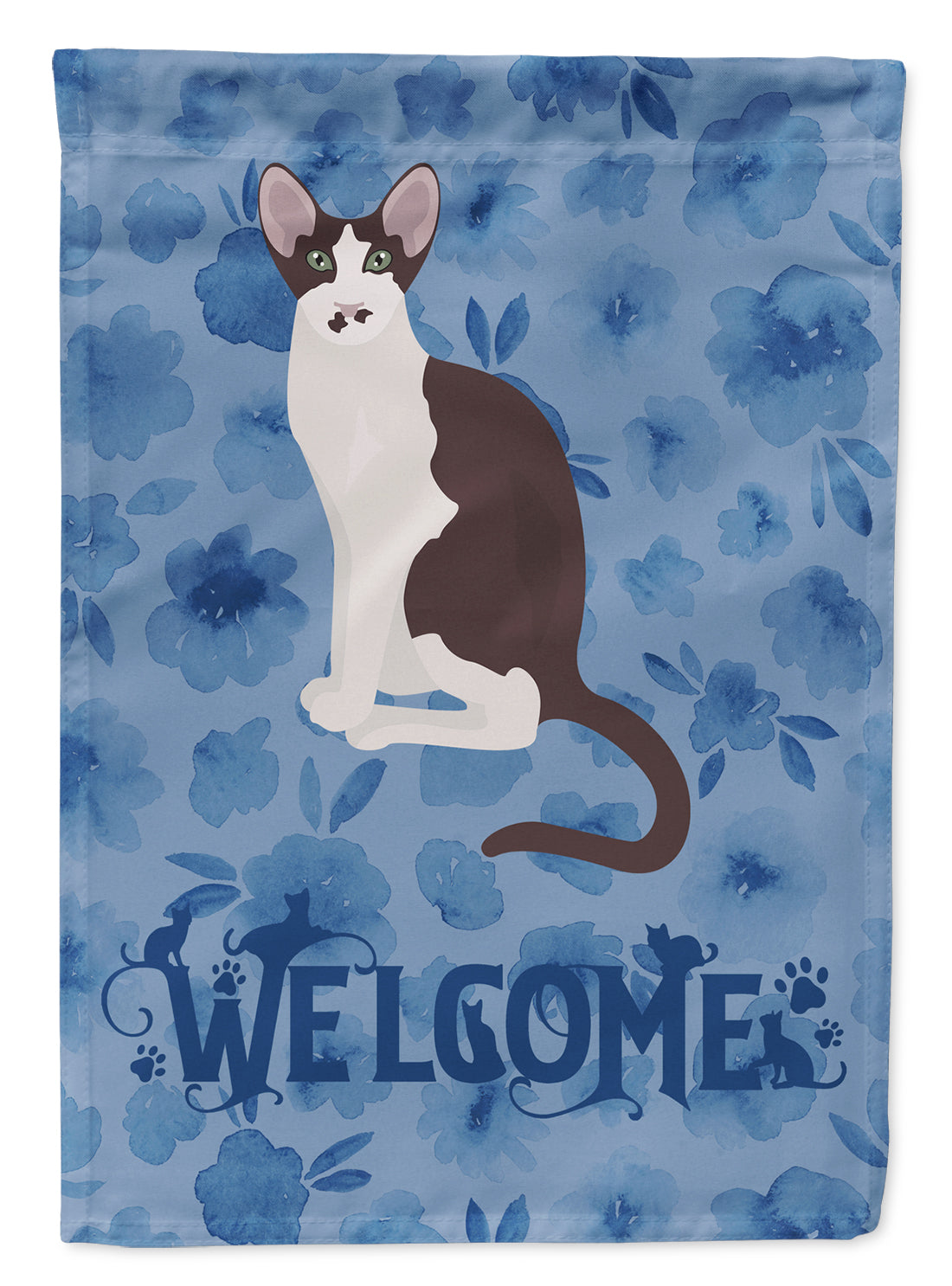 Oriental Bicolor Cat Welcome Flag Canvas House Size CK5048CHF