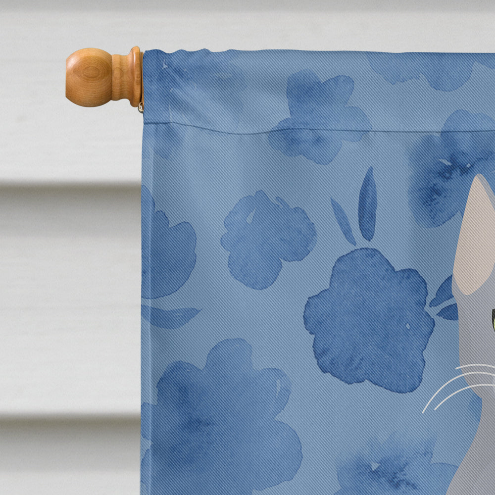 Russian Blue Cat Welcome Flag Canvas House Size CK5054CHF