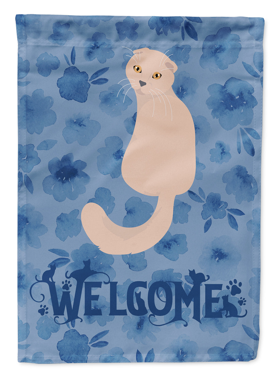 Scottish Fold Cat Welcome Flag Canvas House Size CK5055CHF