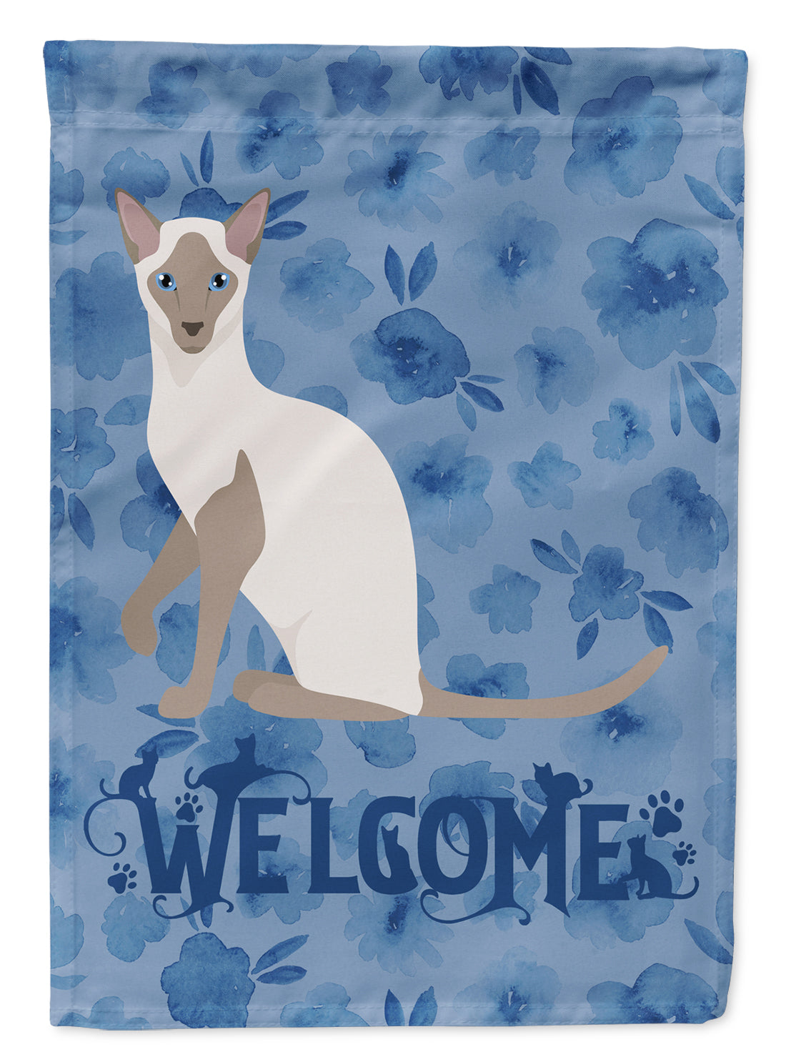 Siamese Modern Cat Welcome Flag Canvas House Size CK5058CHF  the-store.com.