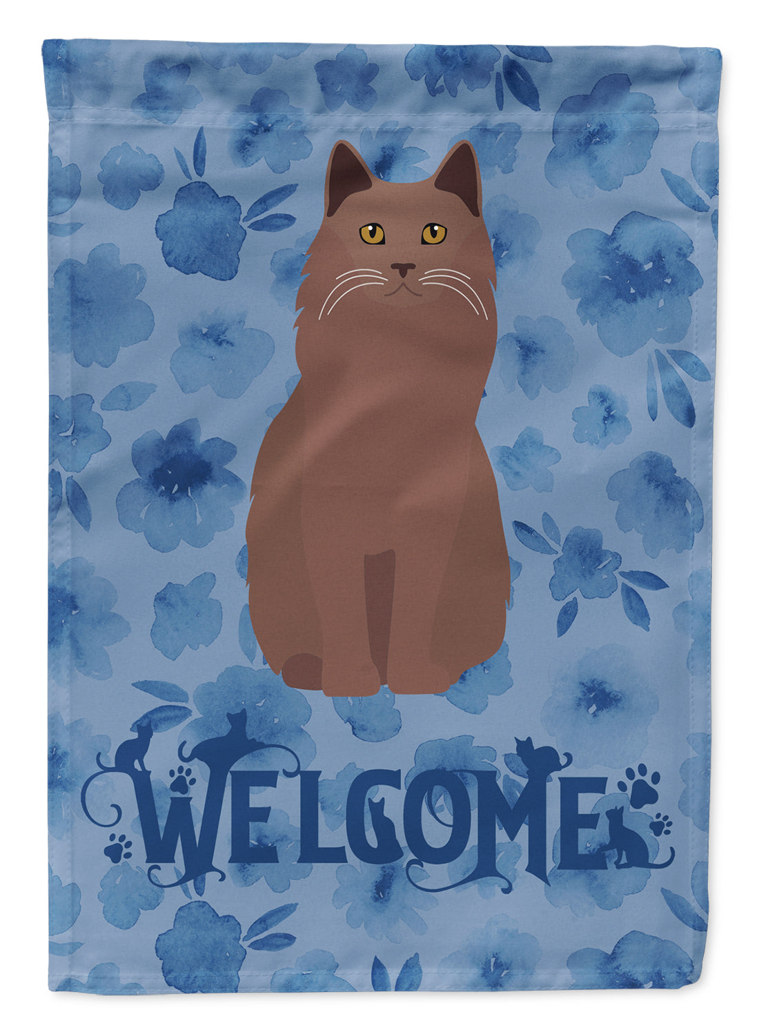 York Chocolate Cat Welcome Flag Canvas House Size CK5076CHF