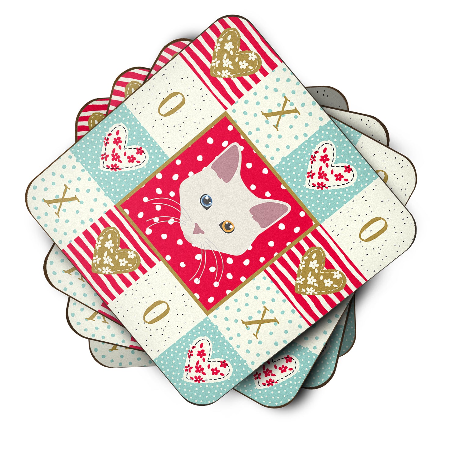 Caroline's Treasures Aphrodite Giant Cat Love Coasters - Set of 4 Lightweight Foam, Absorbent Drink Coasters CK5084FC