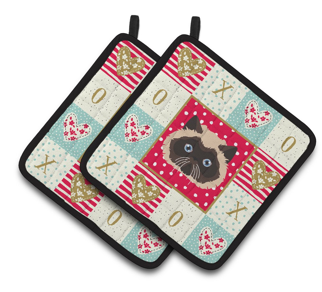 Colorpoint Persian Hymalayan Cat Love Pair of Pot Holders CK5105PTHD by Caroline&#39;s Treasures