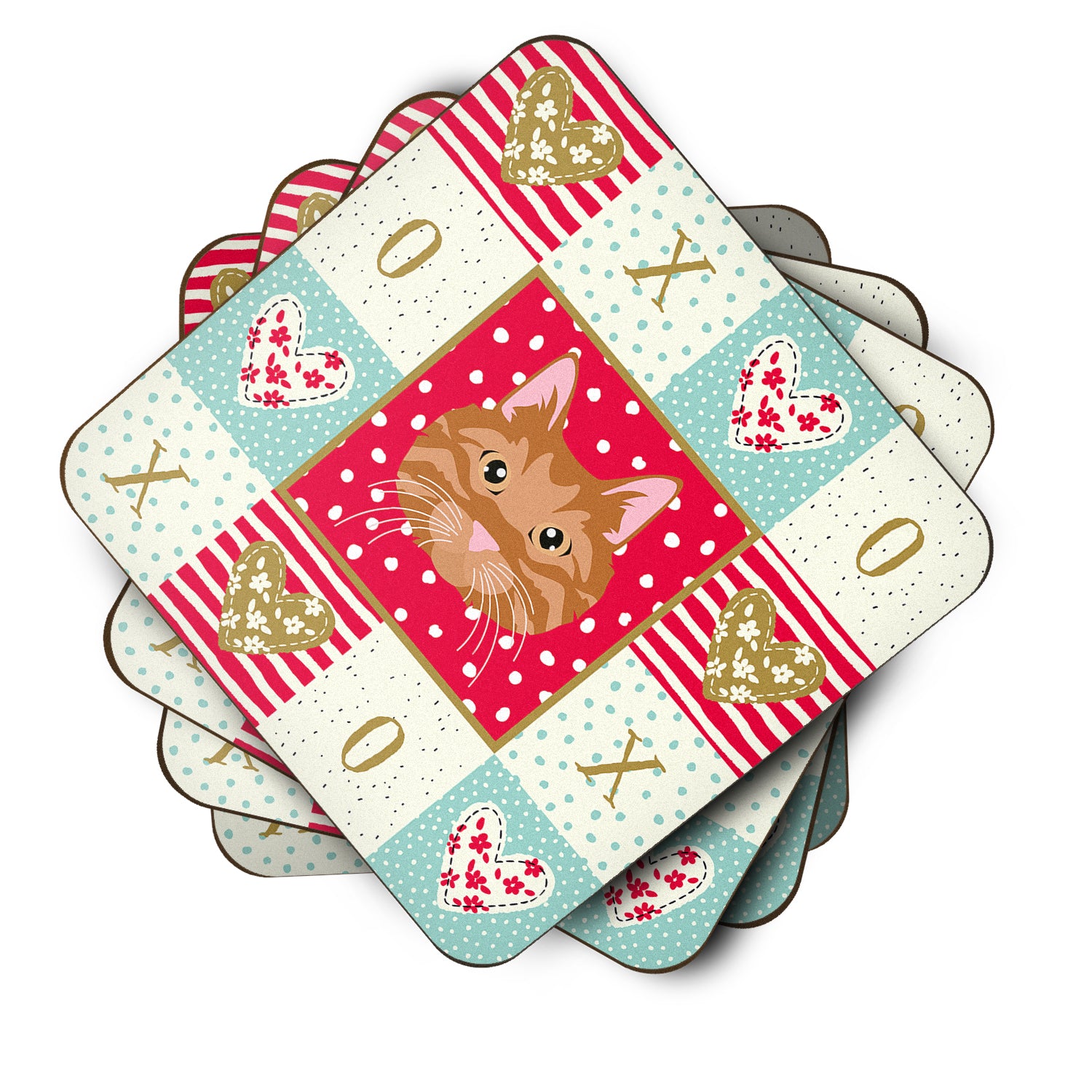 Caroline's Treasures Kurilian Bobtail Cat Love Coasters - Set of 4 Lightweight Foam, Absorbent Drink Coasters CK5126FC