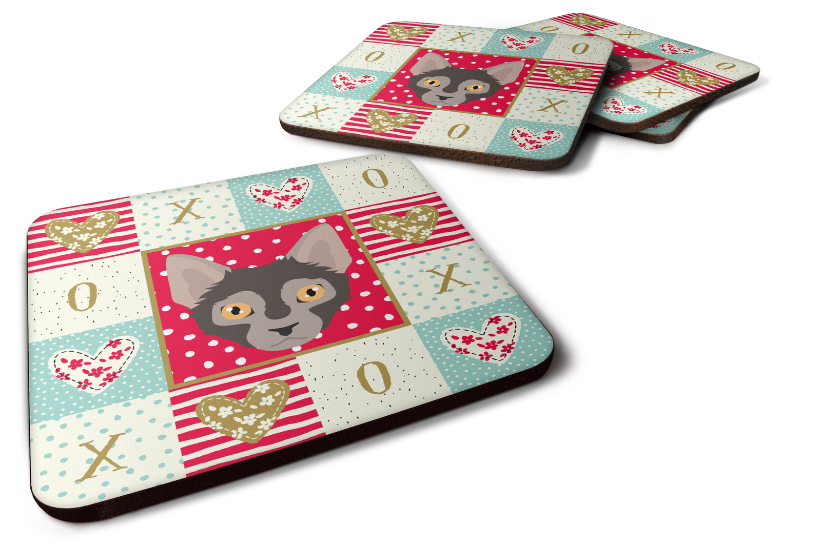 Set of 4 Lykoi Cat Love Foam Coasters Set of 4 CK5128FC - the-store.com