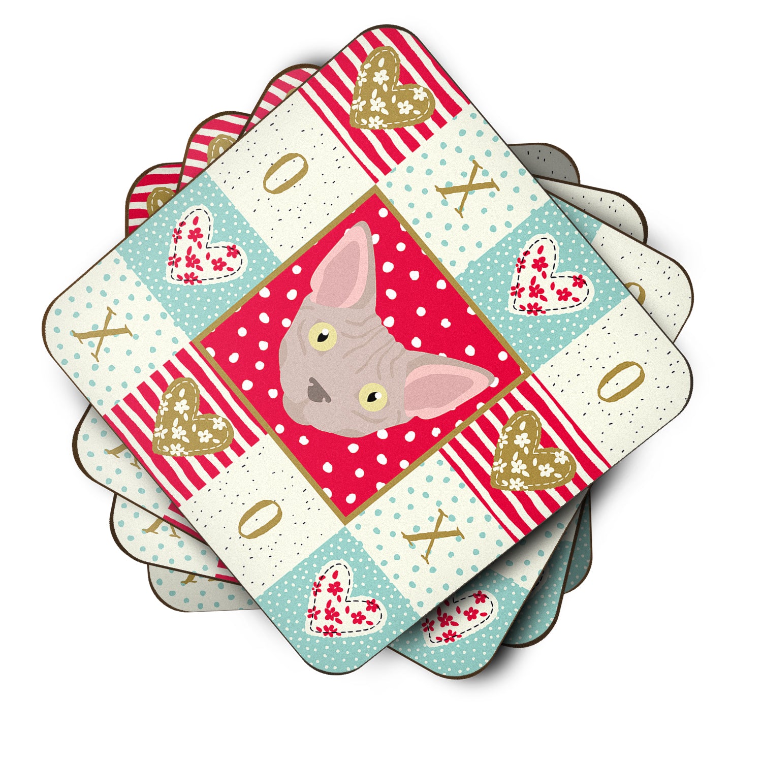 Caroline's Treasures Minskin Cat Love Coasters - Set of 4 Lightweight Foam, Absorbent Drink Coasters CK5133FC