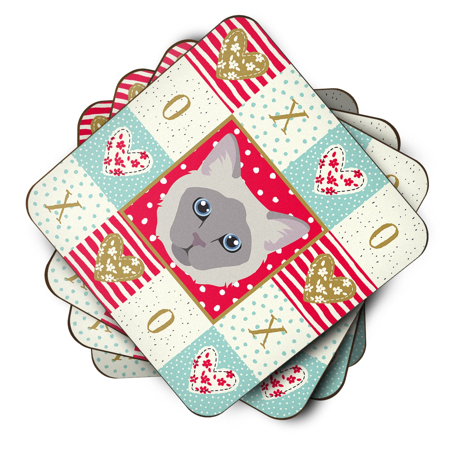 Caroline's Treasures Owyhee Bob Cat Love Coasters - Set of 4 Lightweight Foam, Absorbent Drink Coasters CK5144FC