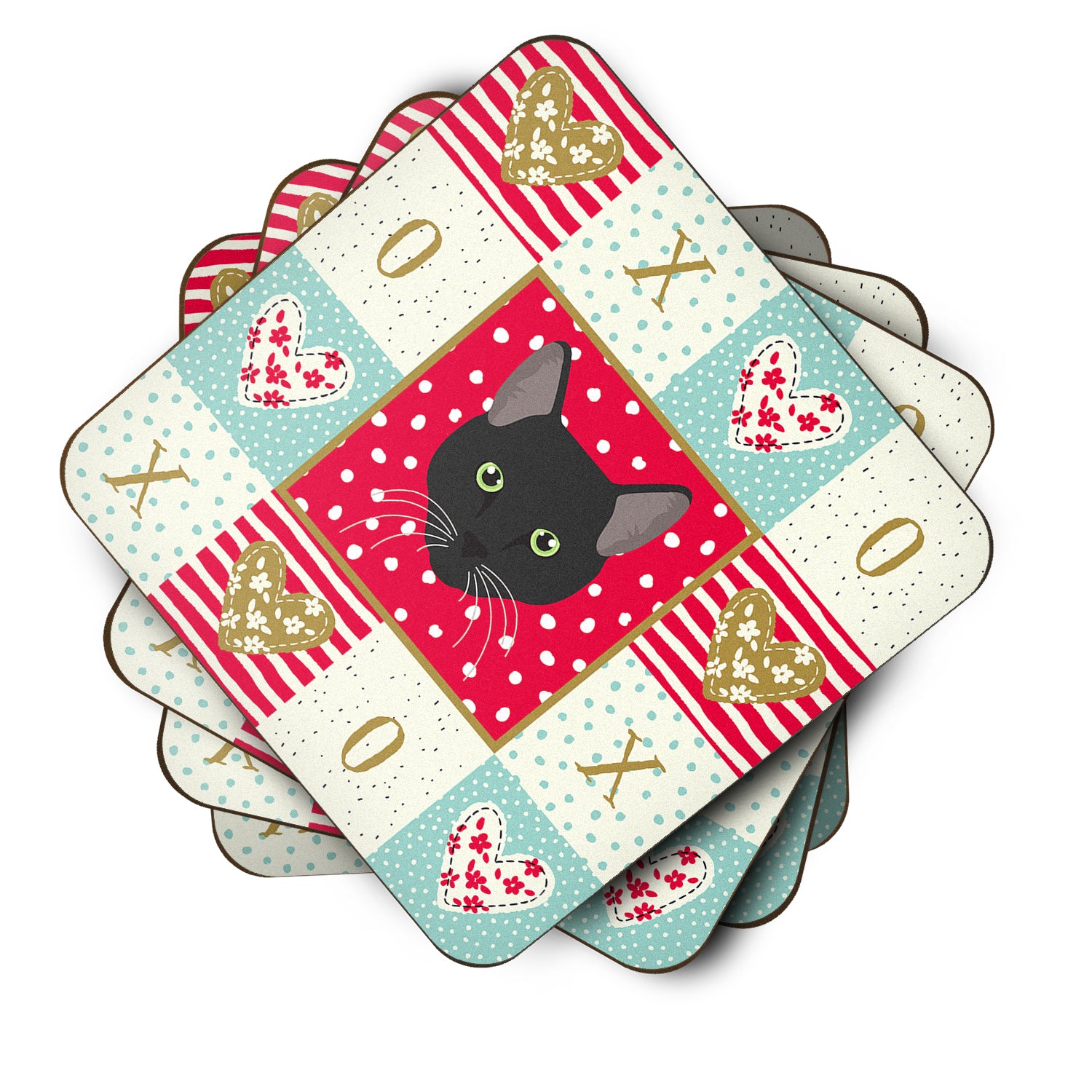 Caroline's Treasures Pantherette Cat Love Coasters - Set of 4 Lightweight Foam, Absorbent Drink Coasters CK5145FC