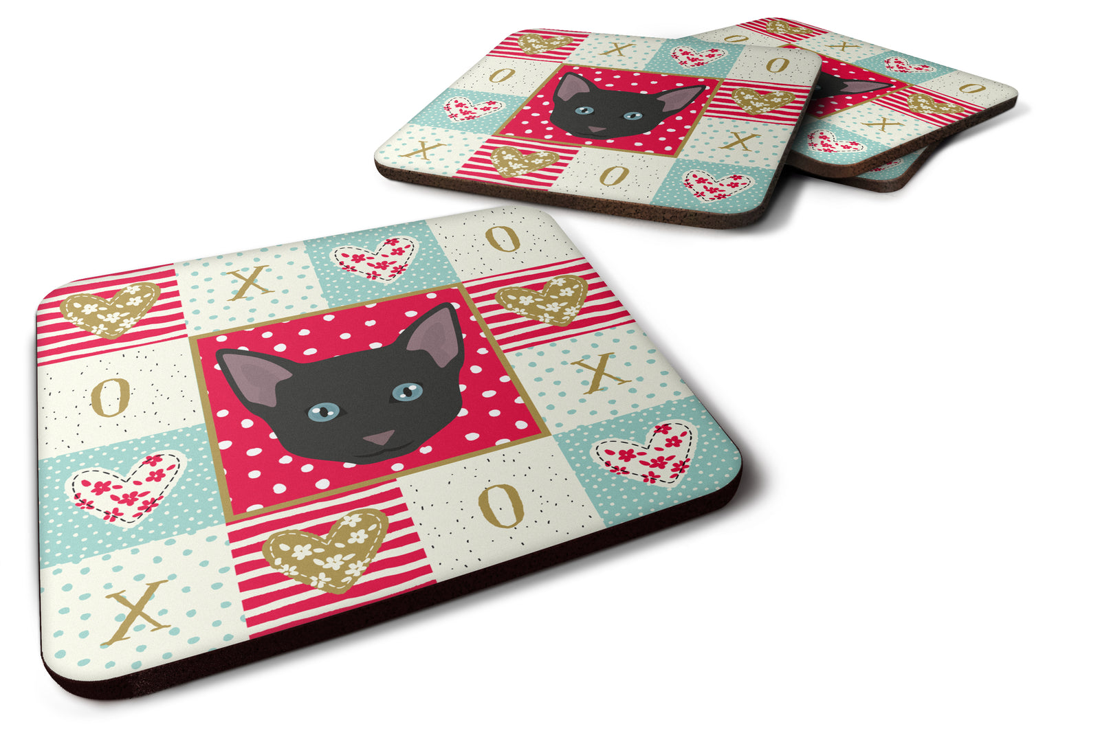 Set of 4 Russian White Black Cat Love Foam Coasters Set of 4 CK5155FC - the-store.com
