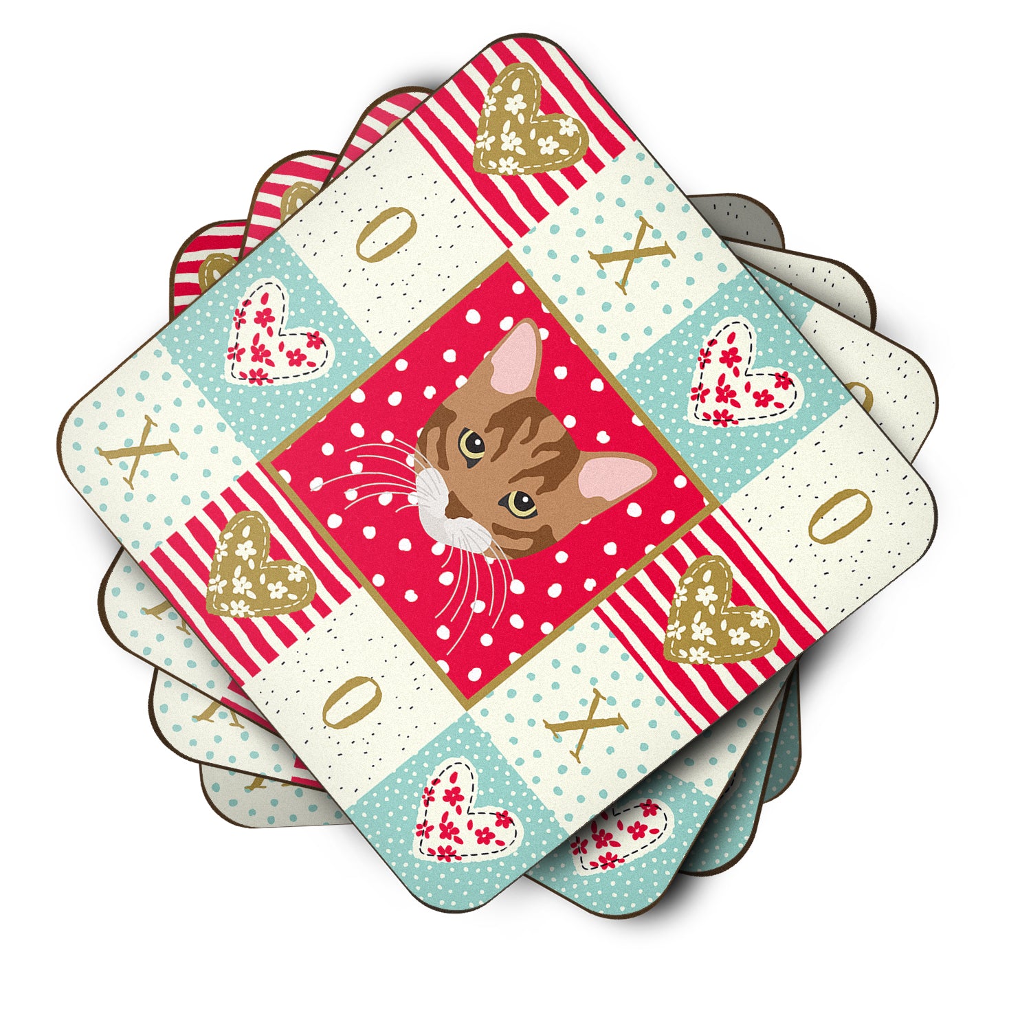Caroline's Treasures Toyger Cat Love Coasters - Set of 4 Lightweight Foam, Absorbent Drink Coasters CK5174FC