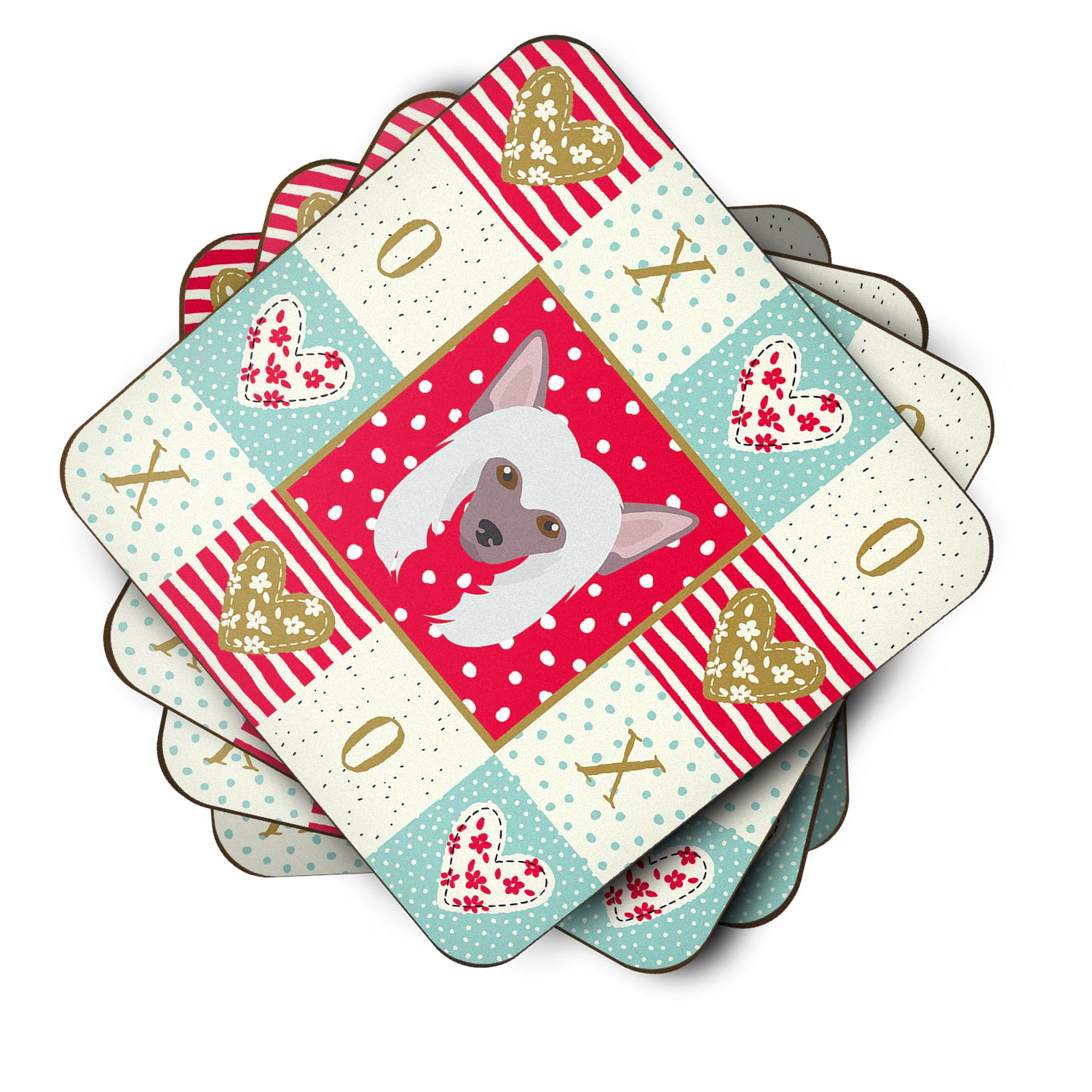 Set of 4 Chinese Crested Love Foam Coasters Set of 4 CK5191FC - the-store.com