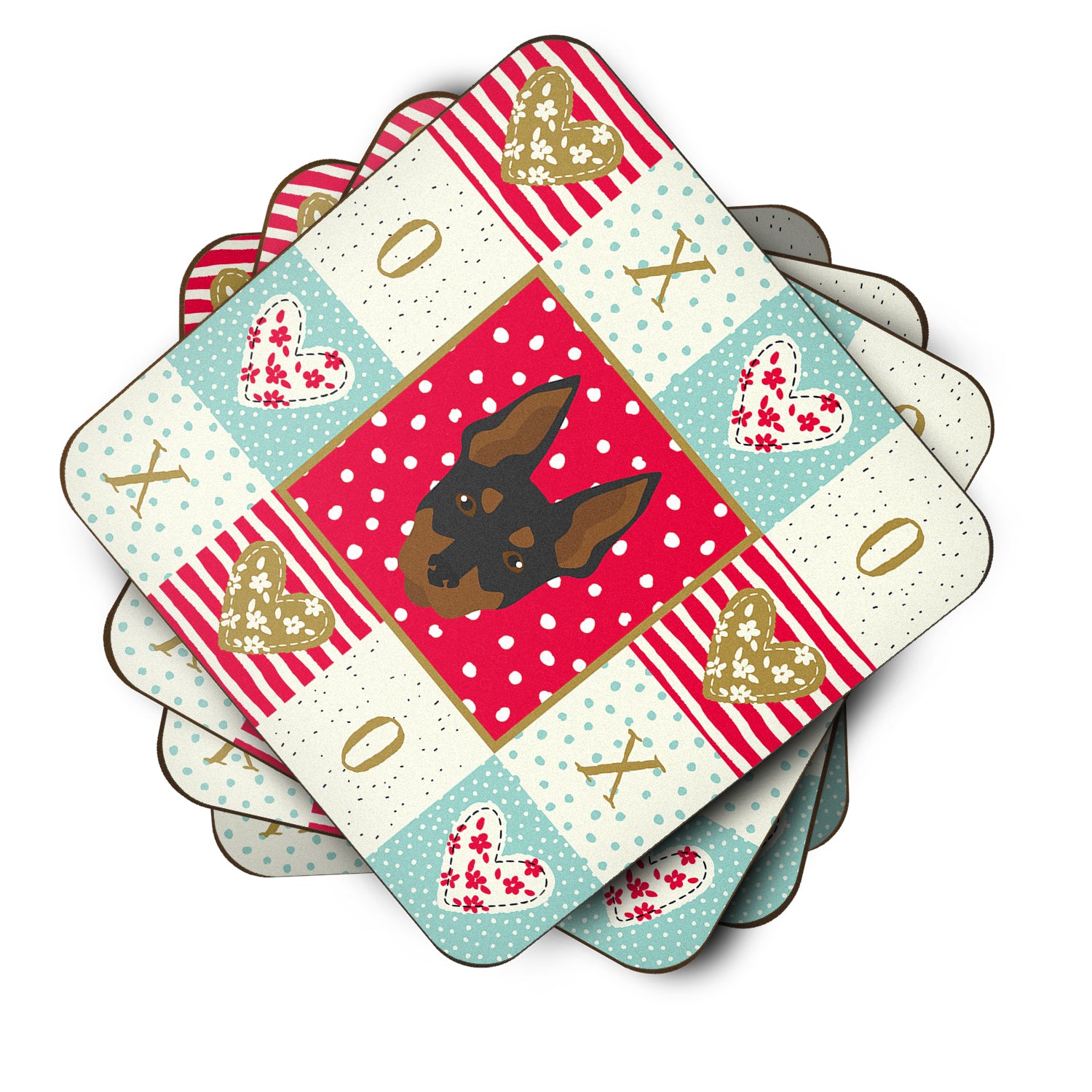 Caroline's Treasures English Toy Terrier Love Coasters - Set of 4 Lightweight Foam, Absorbent Drink Coasters CK5198FC