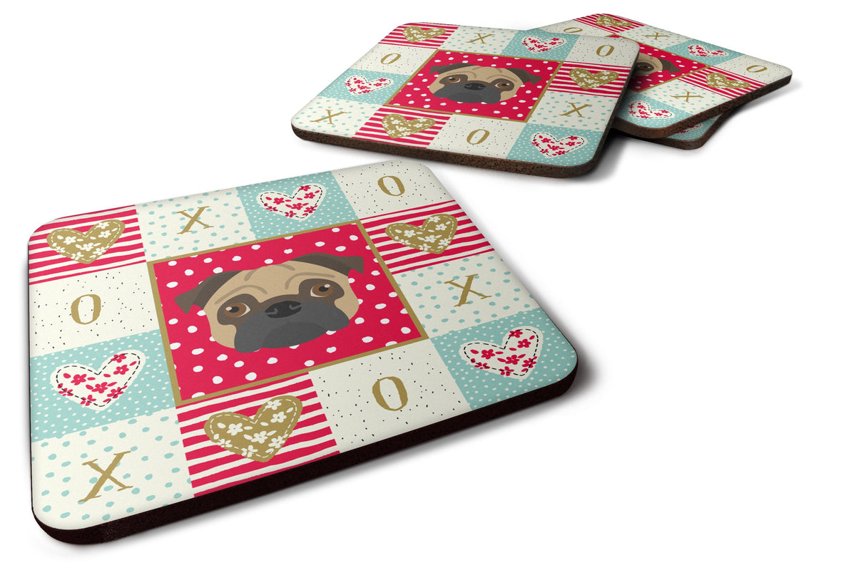 Set of 4 Pug Love Foam Coasters Set of 4 CK5231FC by Caroline&#39;s Treasures