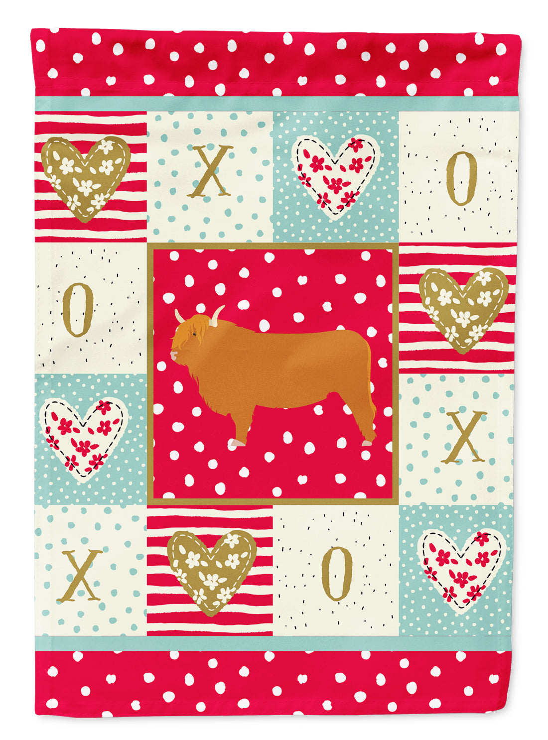 Highland Cow Love Flag Canvas House Size CK5247CHF  the-store.com.