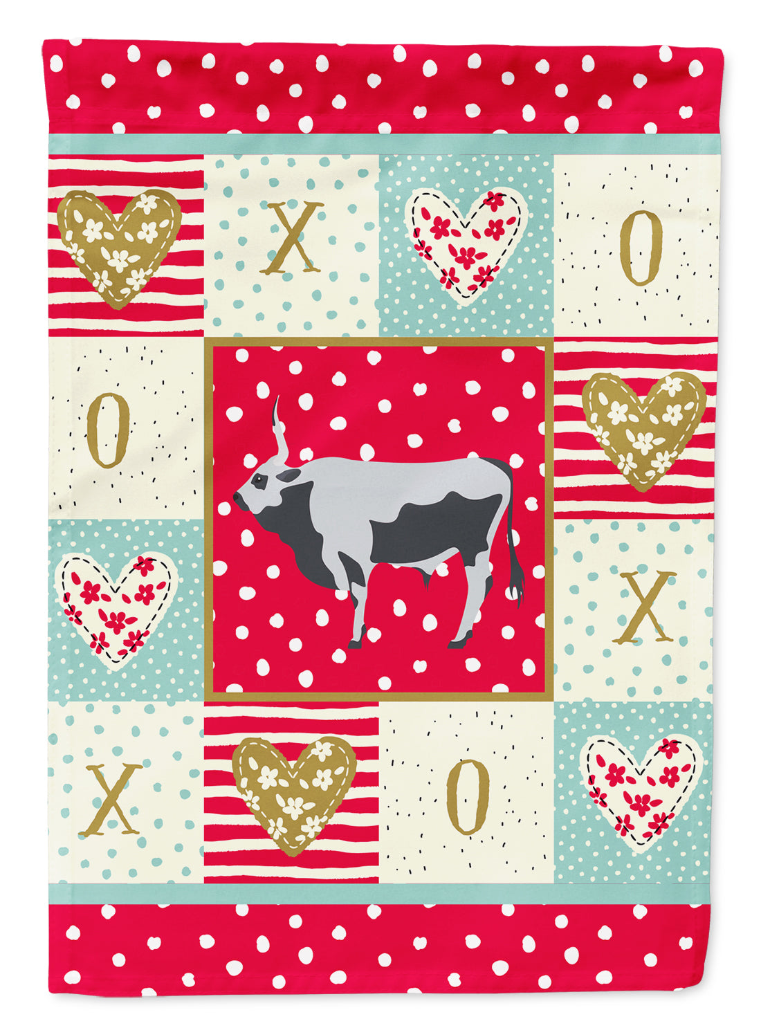 Hungarian Grey Steppe Cow Love Flag Canvas House Size CK5251CHF  the-store.com.