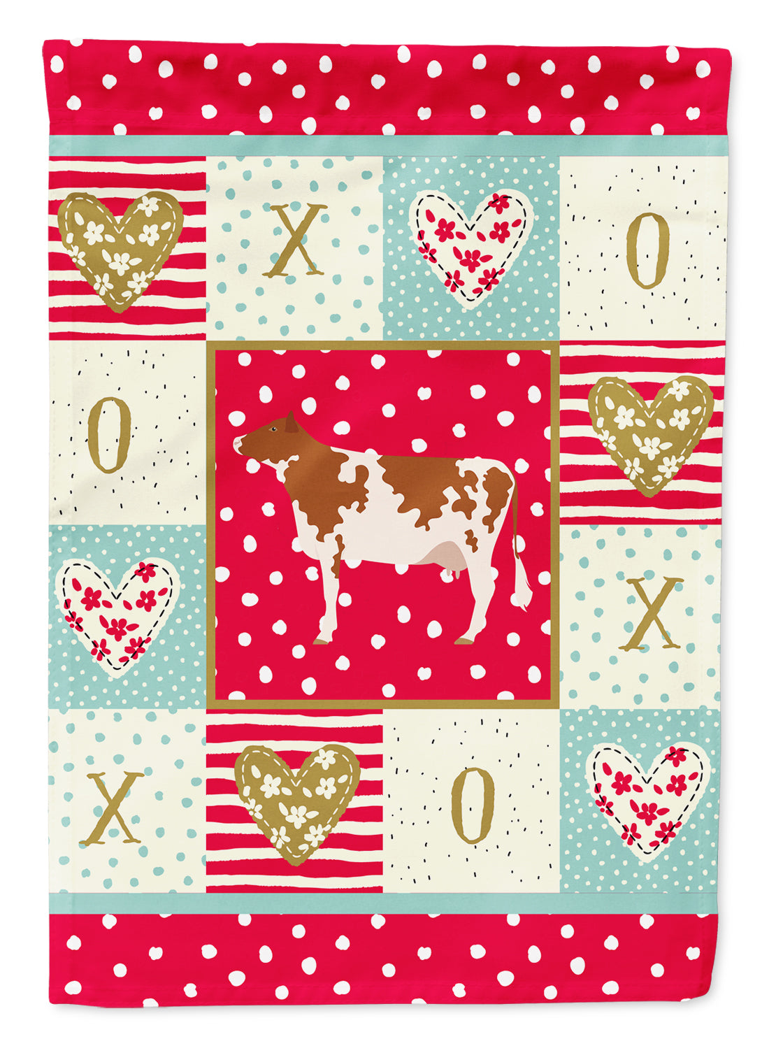 Ayrshire Cow Love Flag Canvas House Size CK5254CHF  the-store.com.