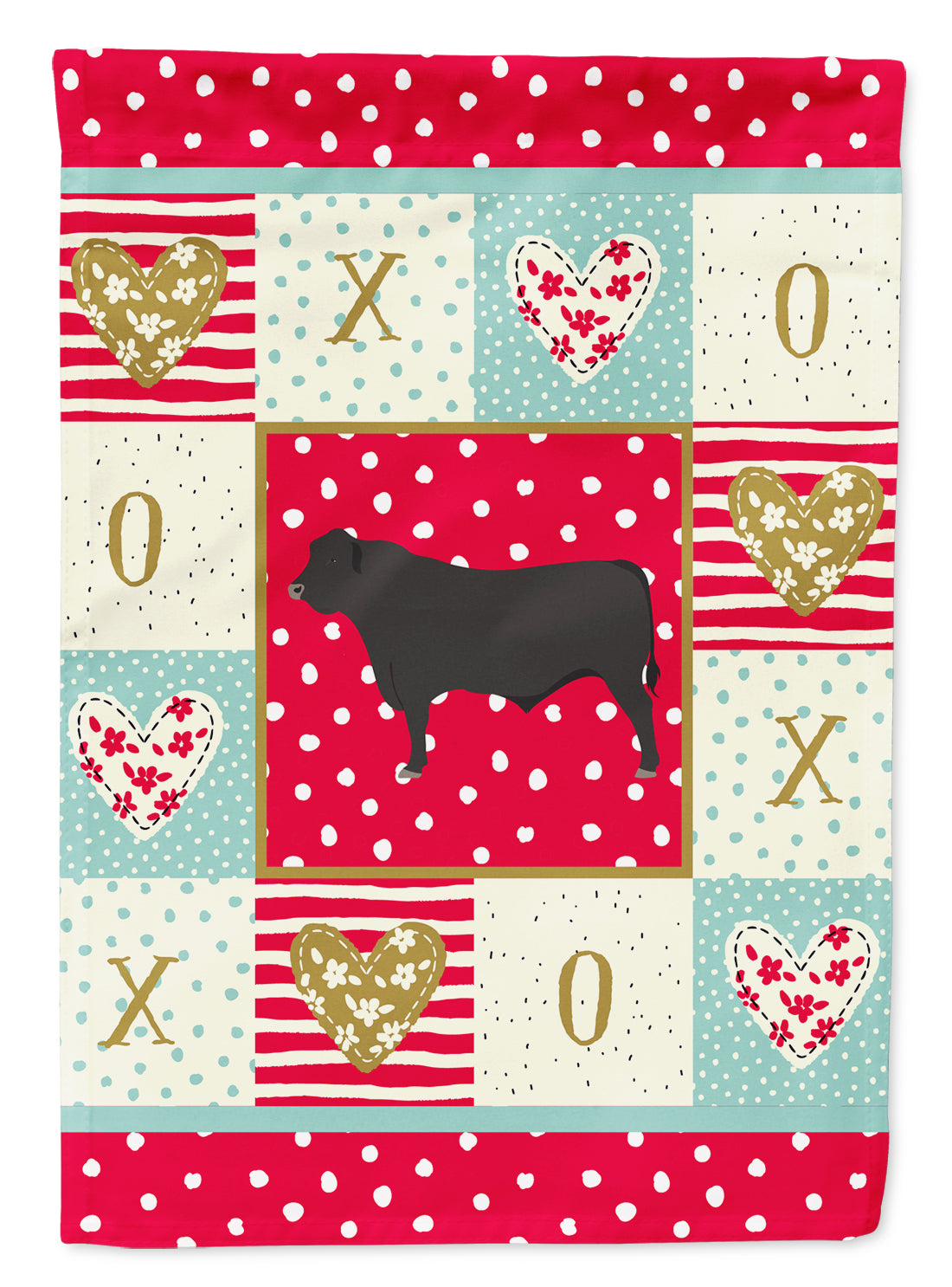 Black Angus Cow Love Flag Canvas House Size CK5255CHF  the-store.com.
