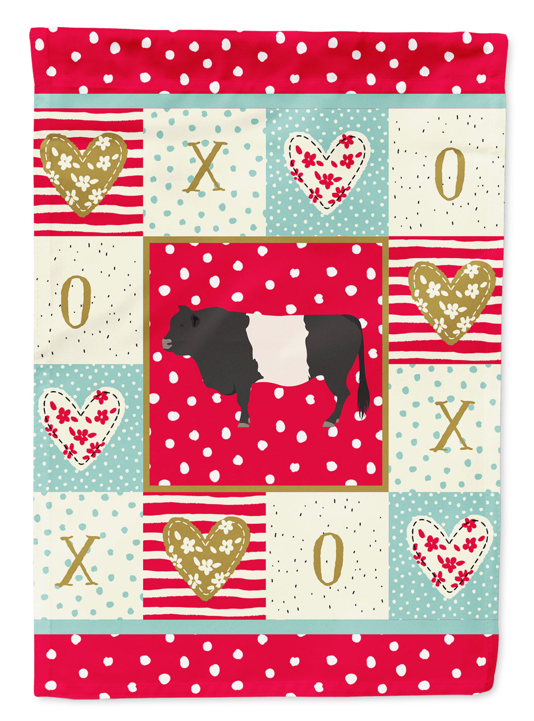 Belted Galloway Cow Love Flag Canvas House Size CK5258CHF