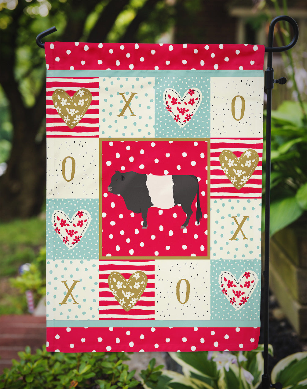 Belted Galloway Cow Love Flag Garden Size CK5258GF  the-store.com.