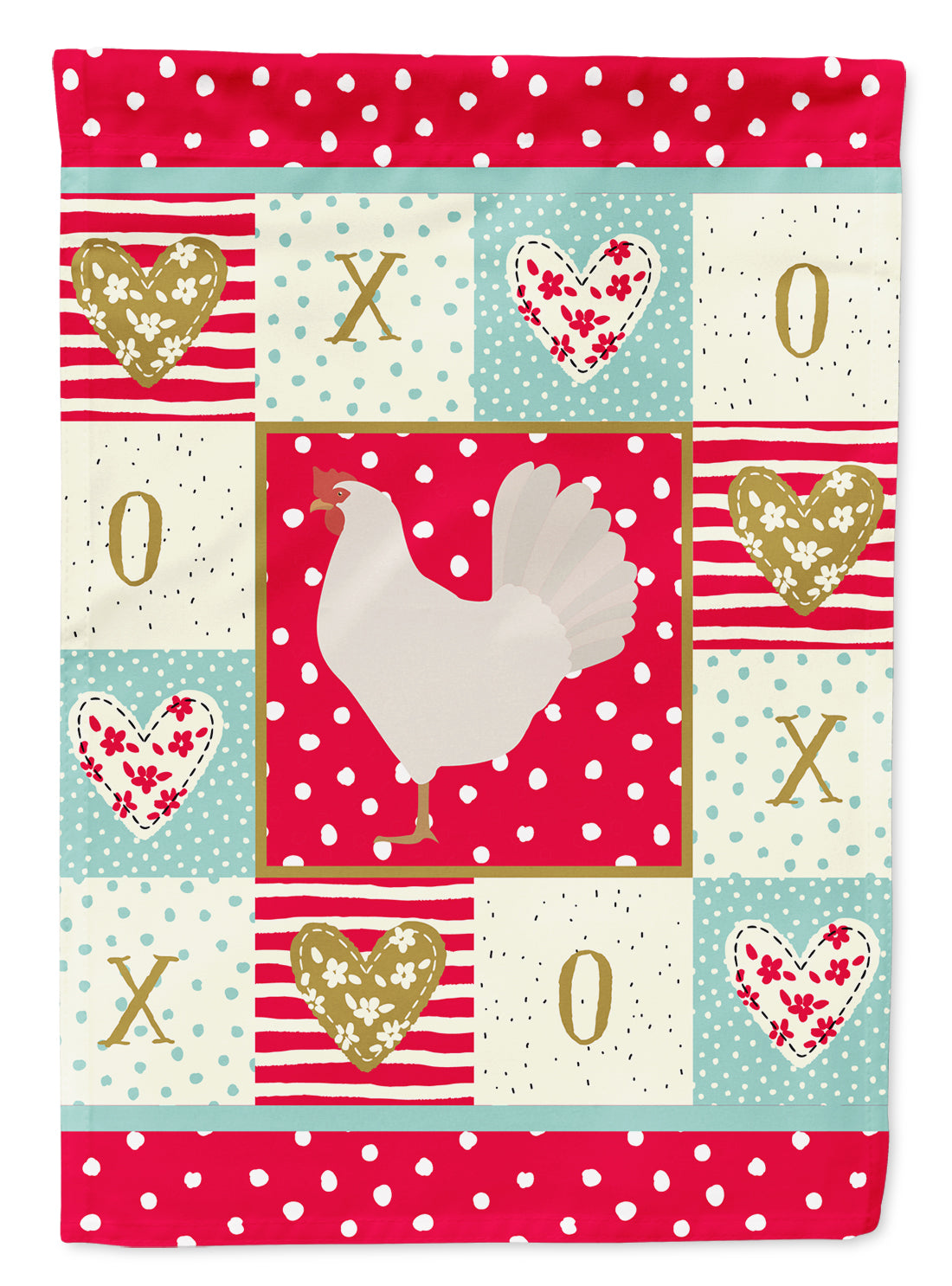 Caroline's Treasures Leghorn Chicken Love Flag Canvas House Size CK5267CHF