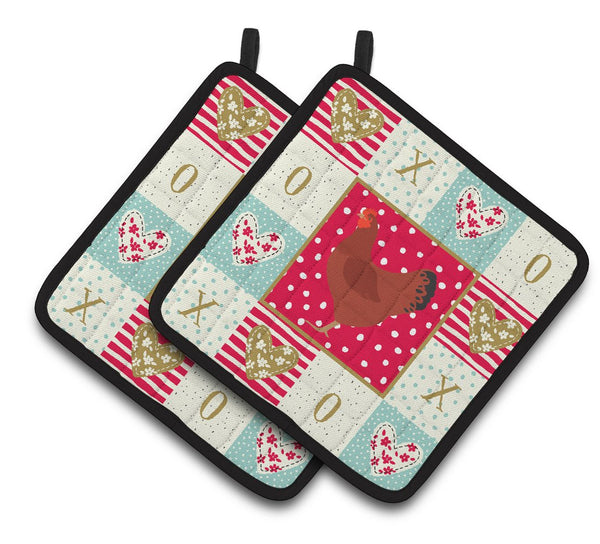 New Hampshire Red Chicken Love Pair of Pot Holders CK5270PTHD by Caroline's Treasures