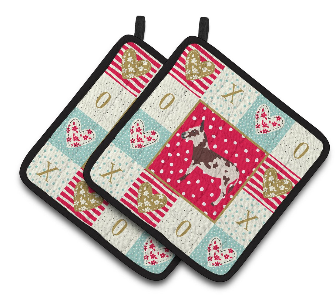 American Spotted Donkey Love Pair of Pot Holders CK5278PTHD by Caroline&#39;s Treasures