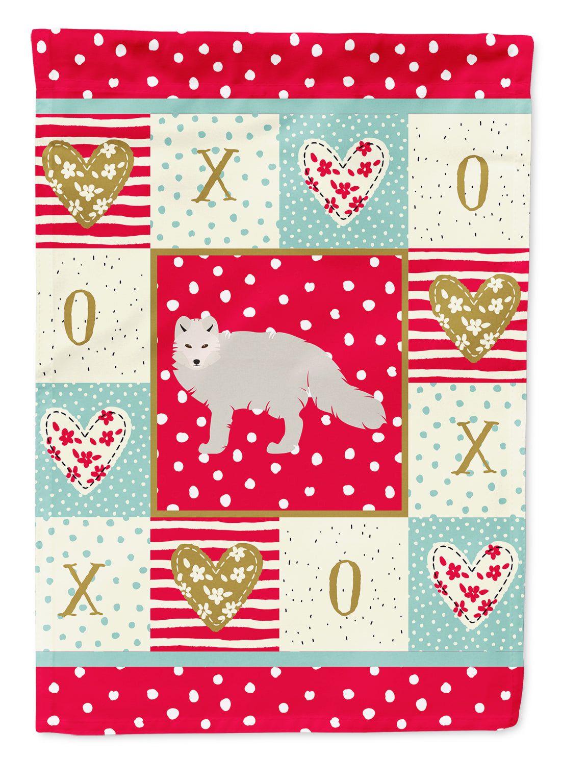 White Arctic Fox Love Flag Canvas House Size CK5304CHF  the-store.com.