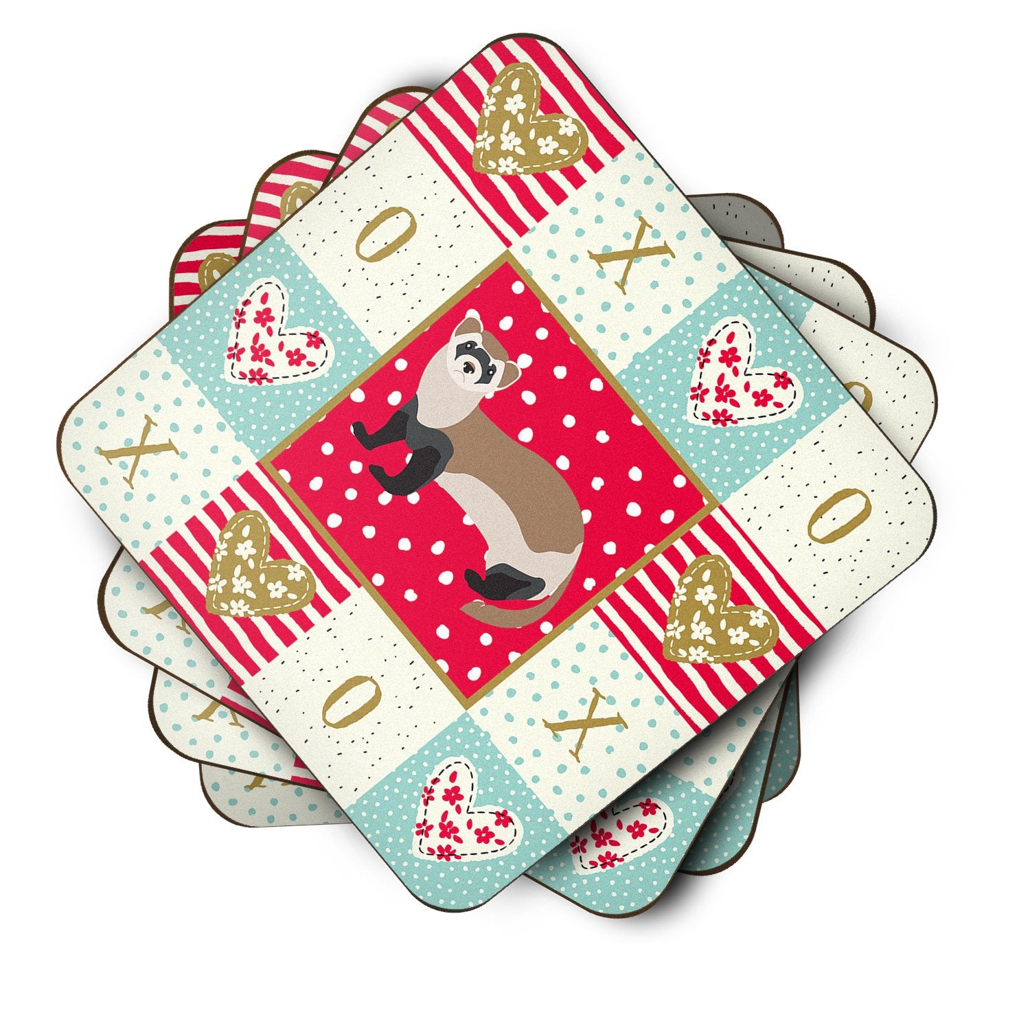 Caroline's Treasures Ferret Love Coasters - Set of 4 Lightweight Foam, Absorbent Drink Coasters CK5305FC
