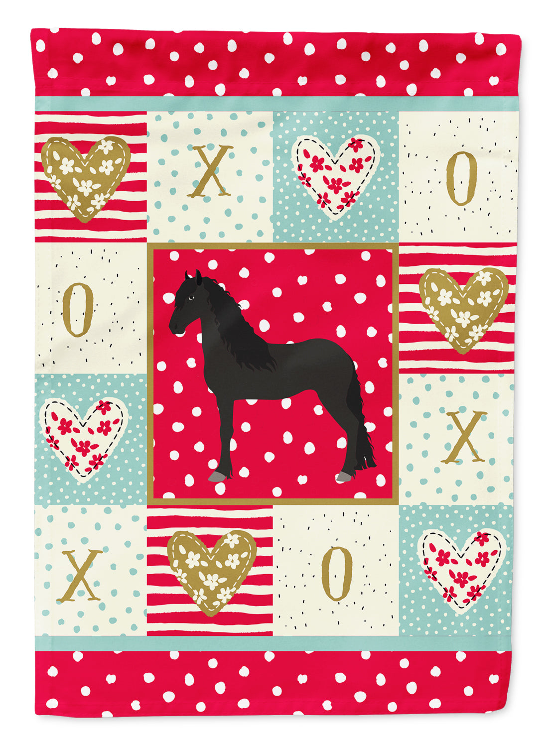 Friesian Horse Love Flag Canvas House Size CK5342CHF  the-store.com.