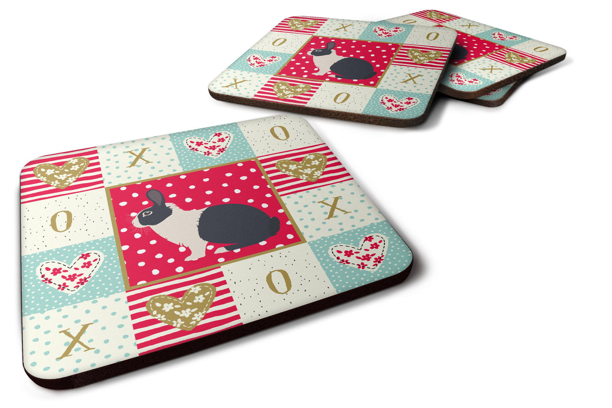 Set of 4 Dutch Rabbit Love Foam Coasters Set of 4 CK5385FC by Caroline&#39;s Treasures