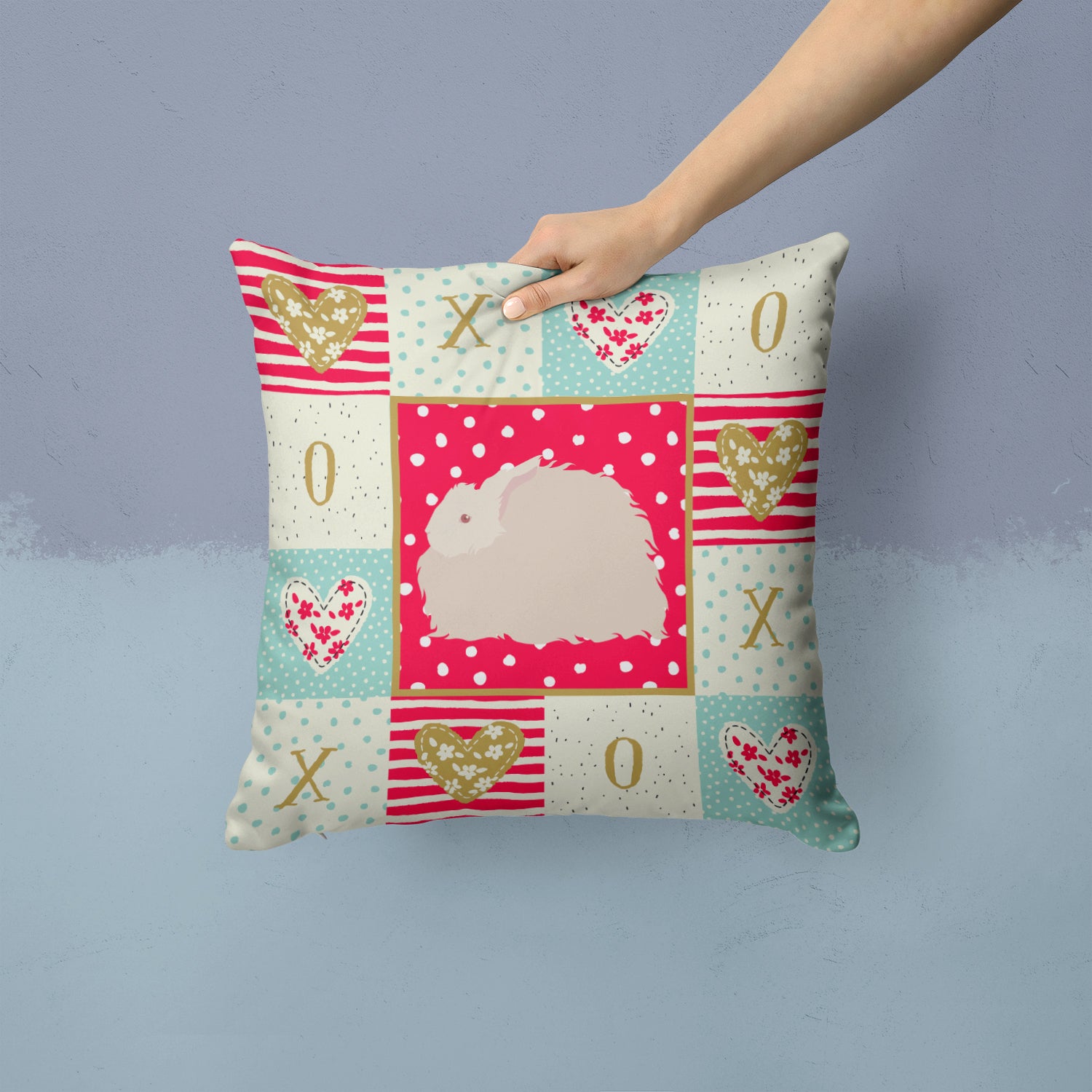 Fluffy Angora Rabbit Love Fabric Decorative Pillow CK5386PW1414 - the-store.com