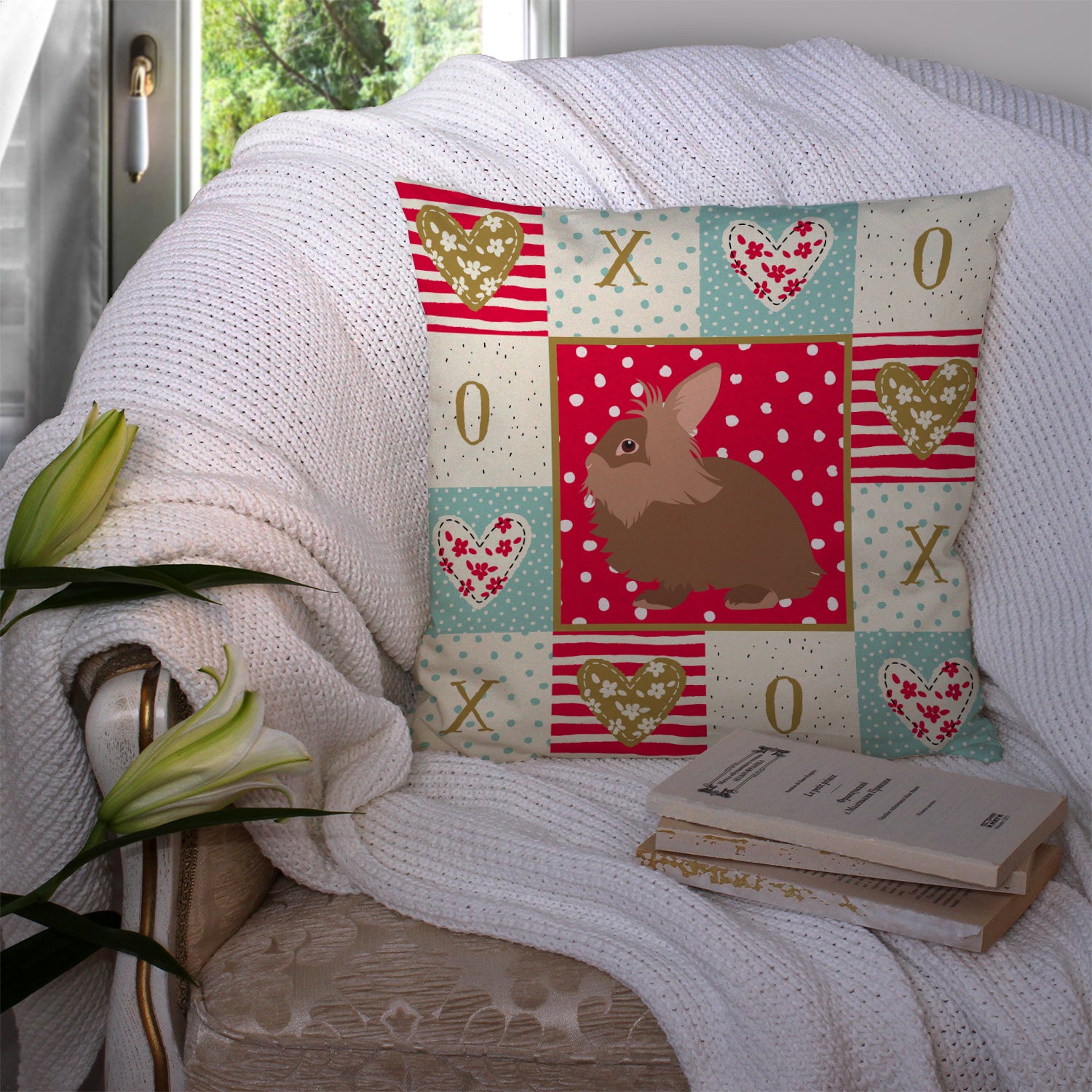 Lionhead Rabbit Love Fabric Decorative Pillow CK5387PW1414 - the-store.com