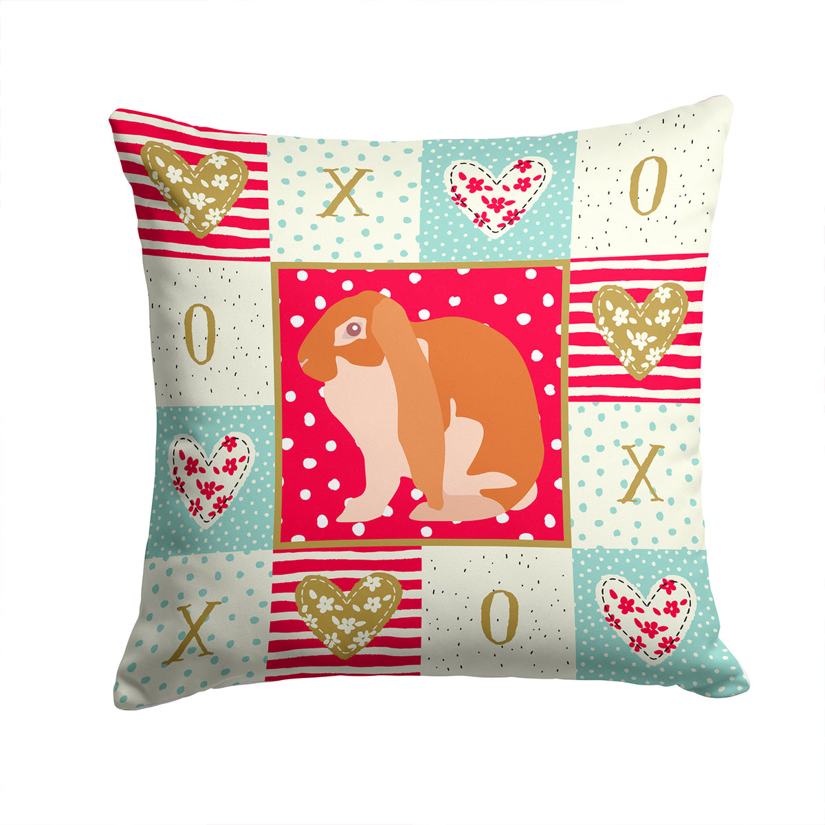 English Lop Rabbit Love Fabric Decorative Pillow CK5389PW1414 - the-store.com
