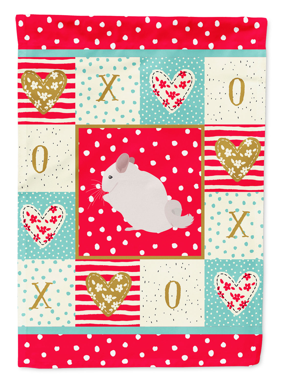 Pink and White Chinchilla Love Flag Canvas House Size CK5424CHF  the-store.com.