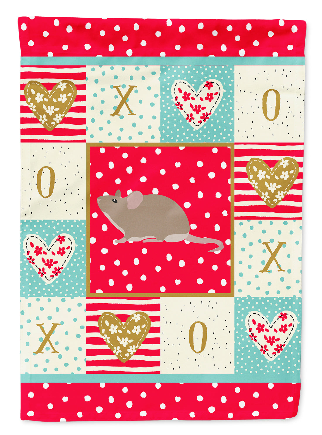 Grey Domestic Mouse Love Flag Canvas House Size CK5450CHF