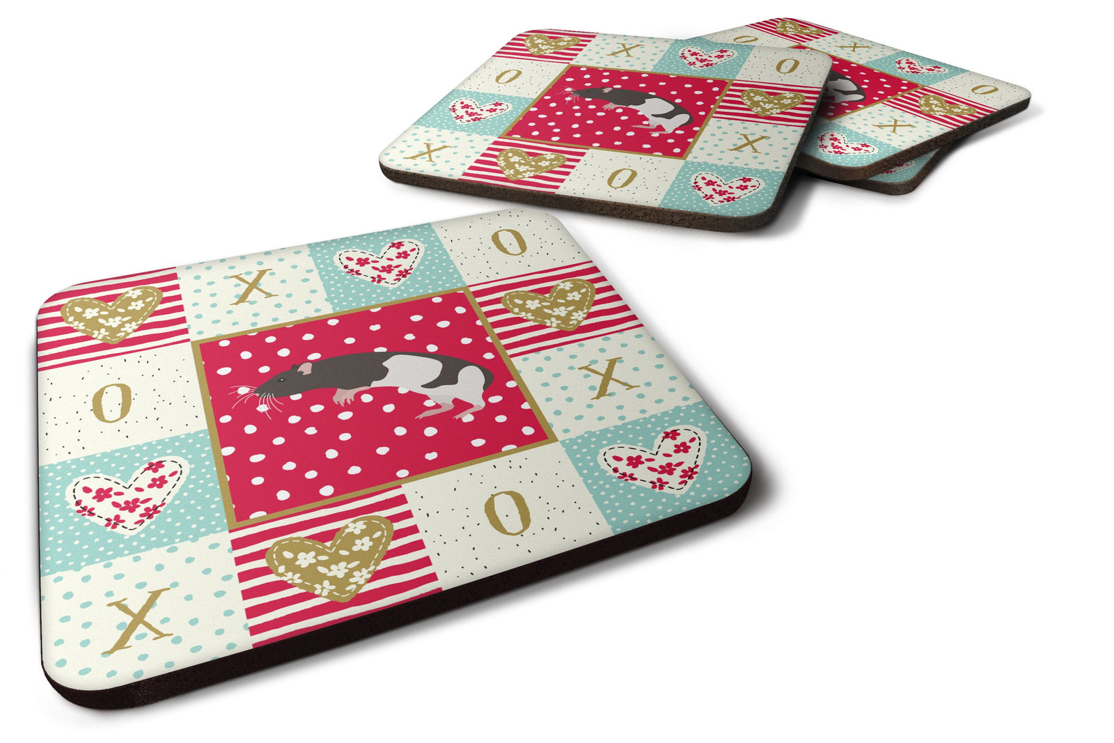 Set of 4 Tailless Rat Love Foam Coasters Set of 4 CK5464FC by Caroline's Treasures