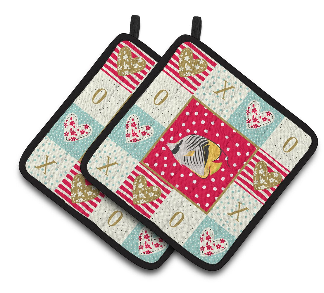 Butterfly Fish Love Pair of Pot Holders CK5466PTHD by Caroline&#39;s Treasures