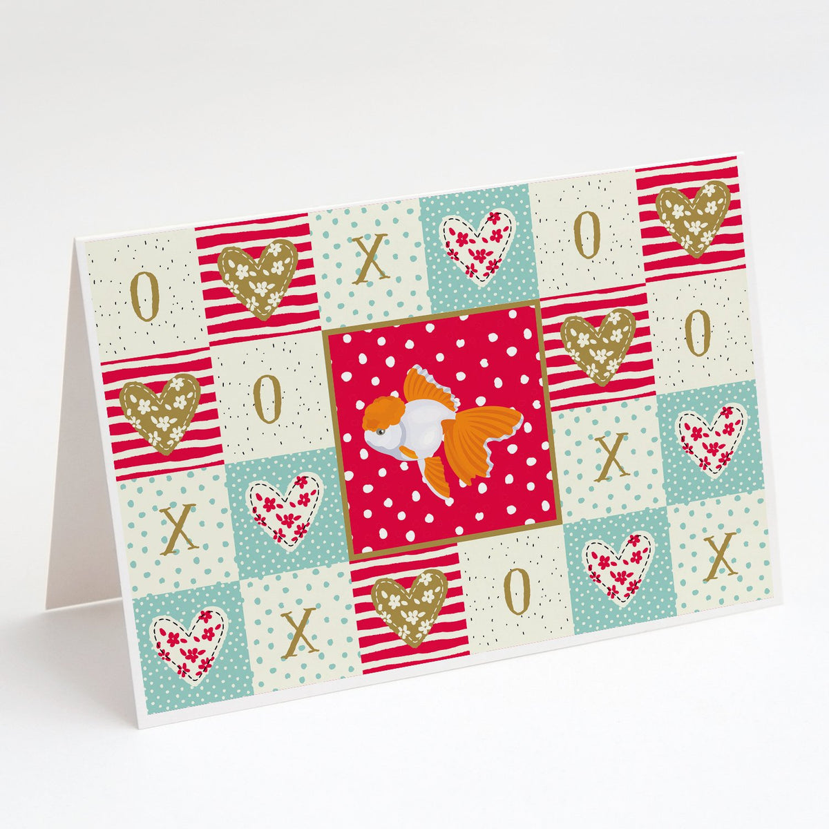 Buy this Oranda Red Cap Goldfish Love Greeting Cards and Envelopes Pack of 8