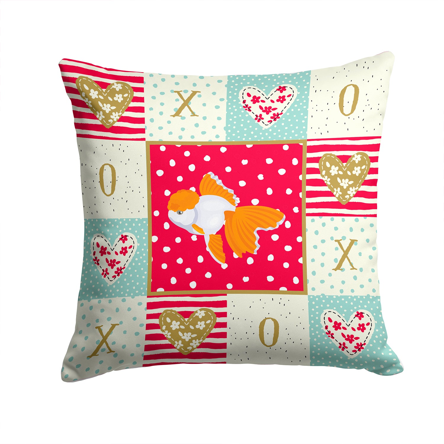 Oranda Red Cap Goldfish Love Fabric Decorative Pillow CK5475PW1414 - the-store.com