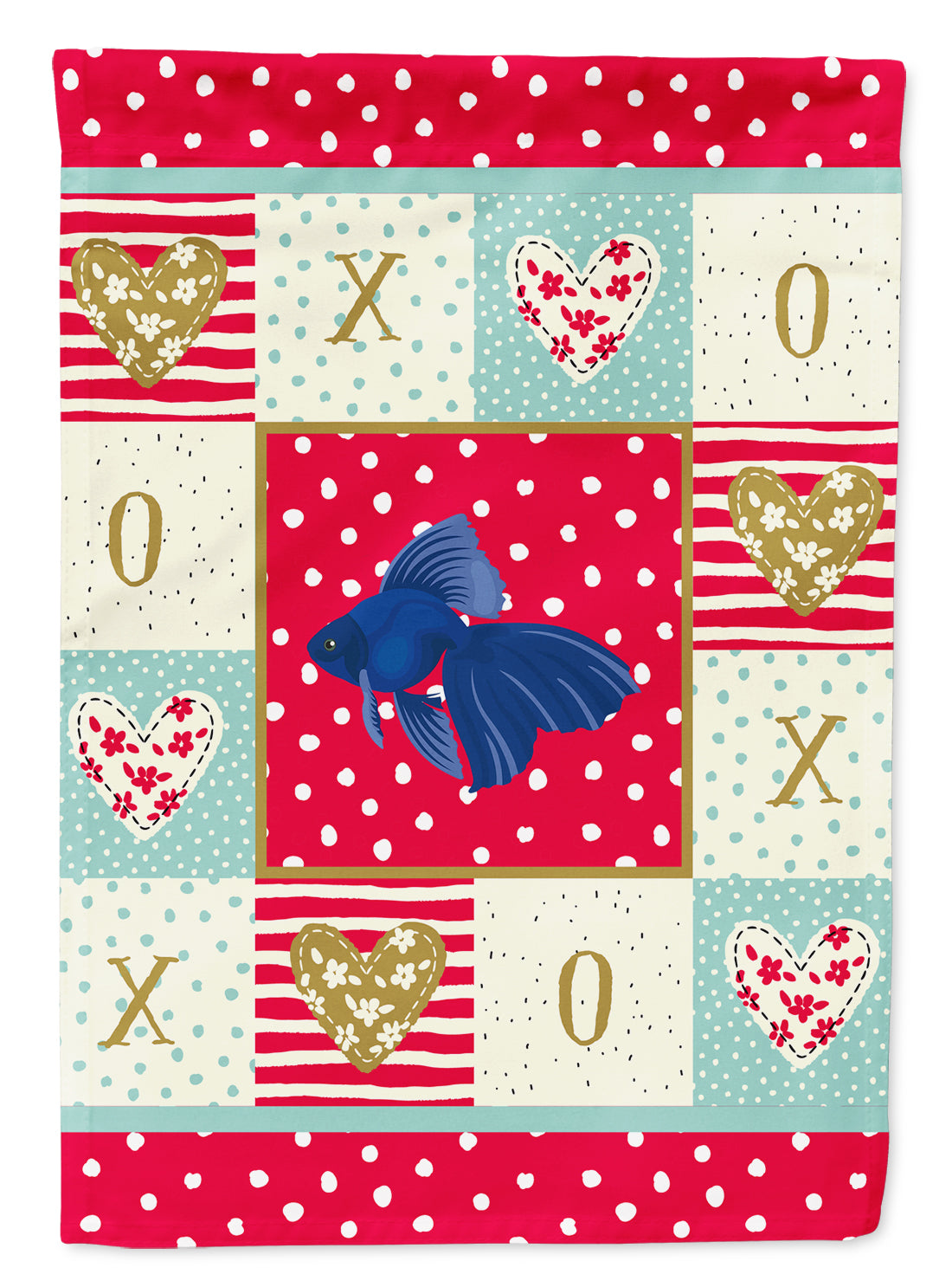 Veiltail Goldfish Love Flag Canvas House Size CK5481CHF  the-store.com.