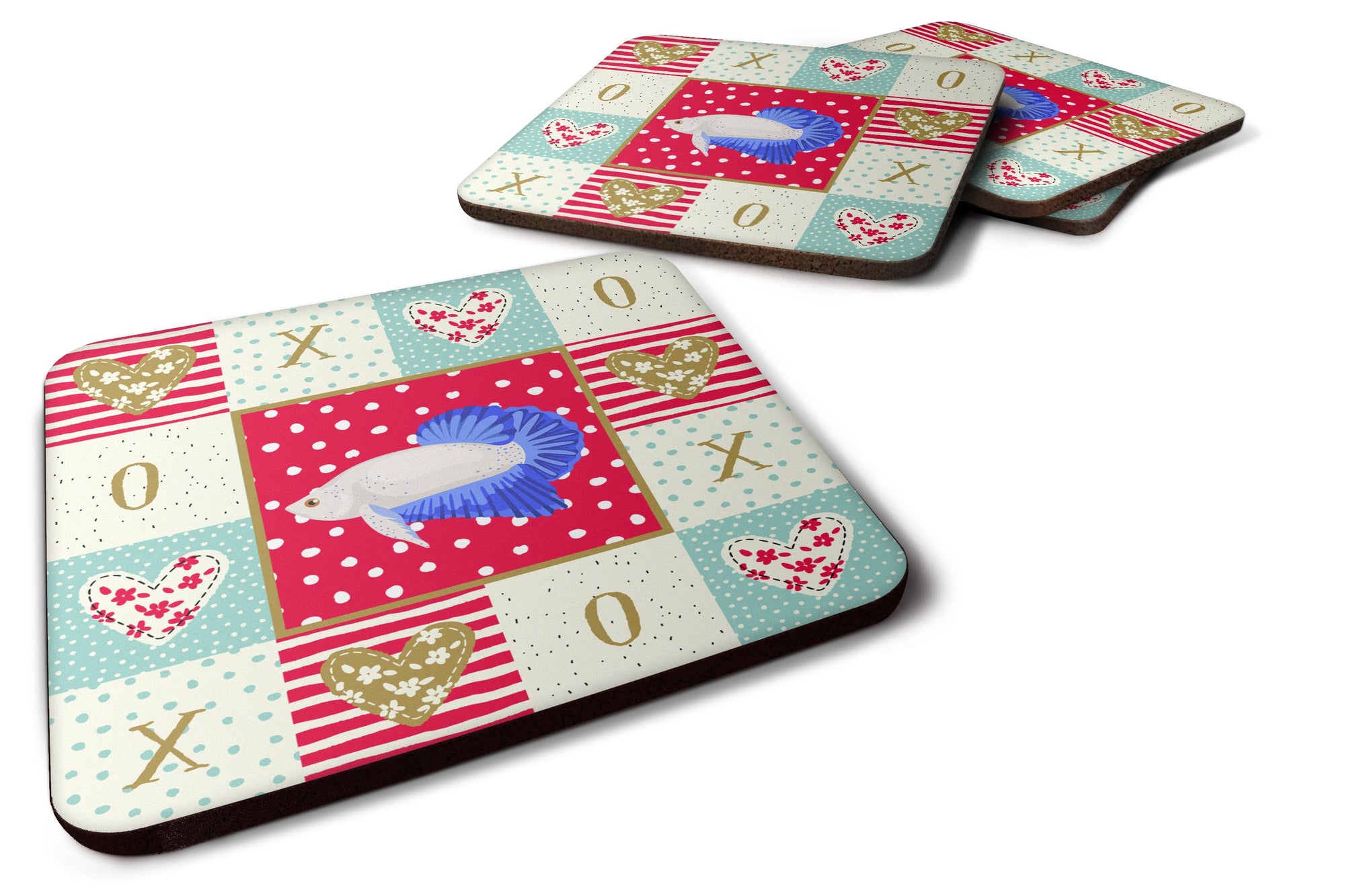 Set of 4 Plakat Betta Love Foam Coasters Set of 4 CK5492FC by Caroline's Treasures