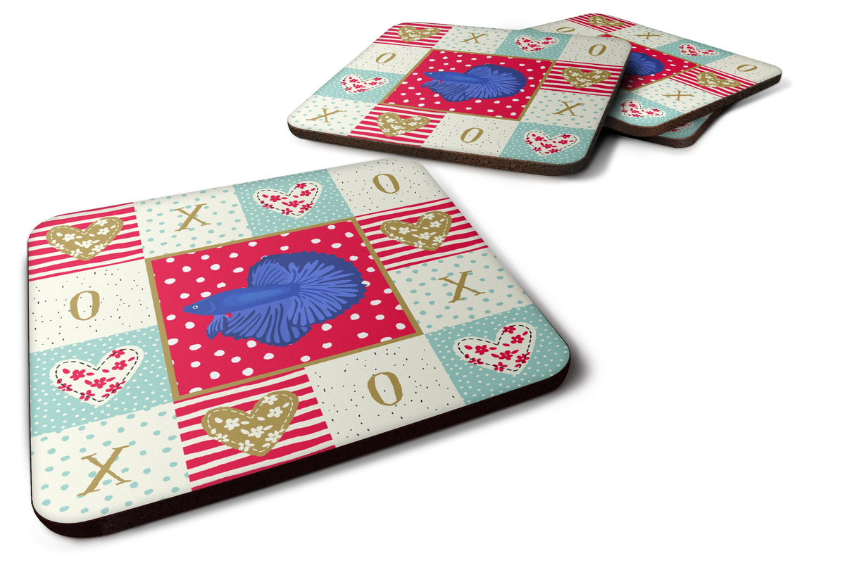 Set of 4 Super Delta Tail Betta Love Foam Coasters Set of 4 CK5493FC by Caroline&#39;s Treasures
