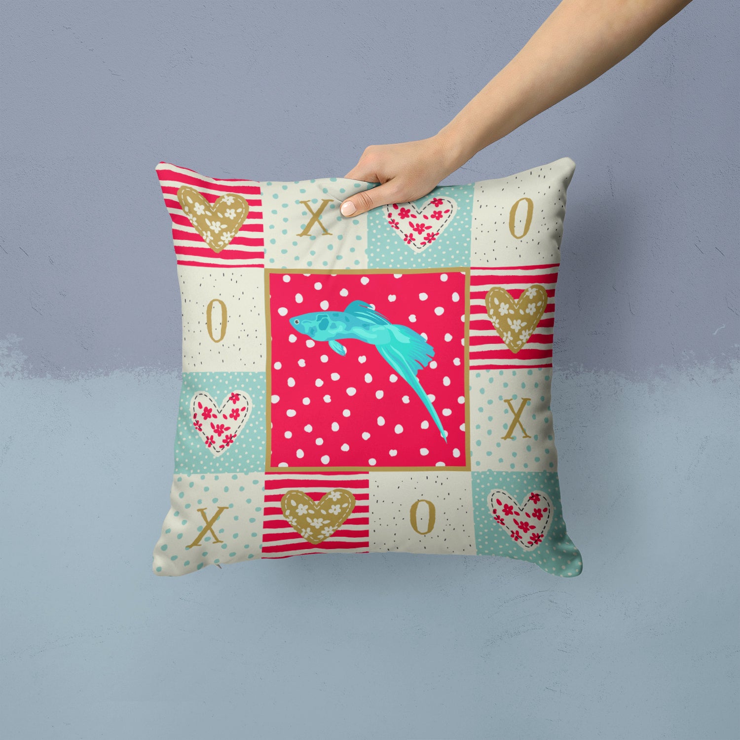 Sword Tail Guppy Love Fabric Decorative Pillow CK5498PW1414 - the-store.com
