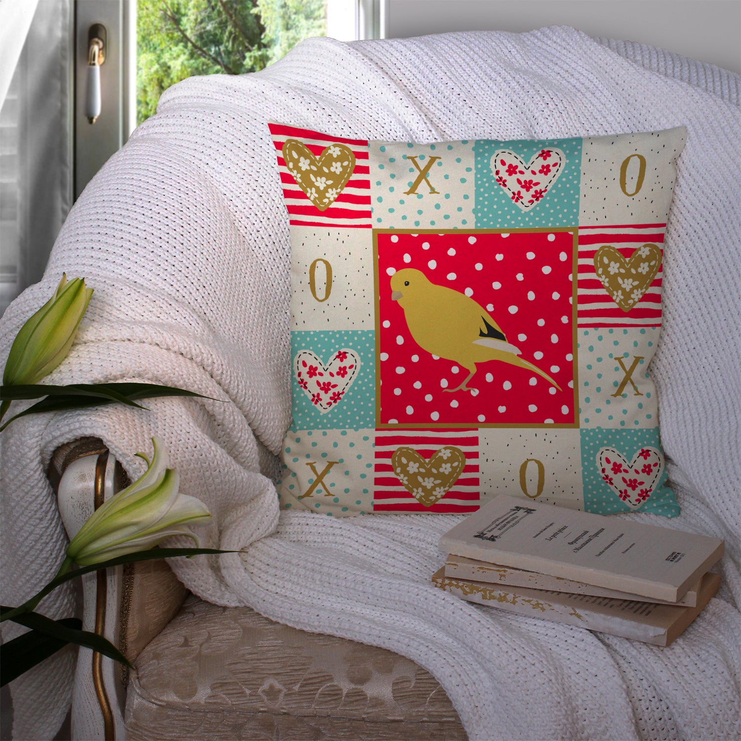 Border Canary Love Fabric Decorative Pillow CK5501PW1414 - the-store.com