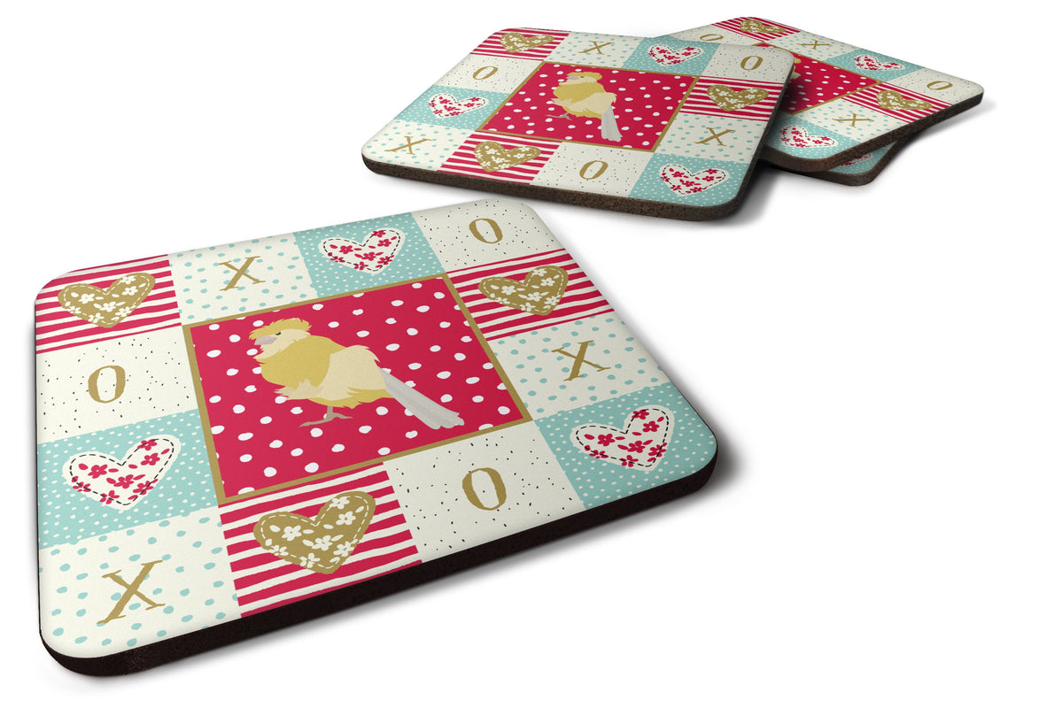 Set of 4 French Curly Canary Love Foam Coasters Set of 4 CK5502FC by Caroline&#39;s Treasures