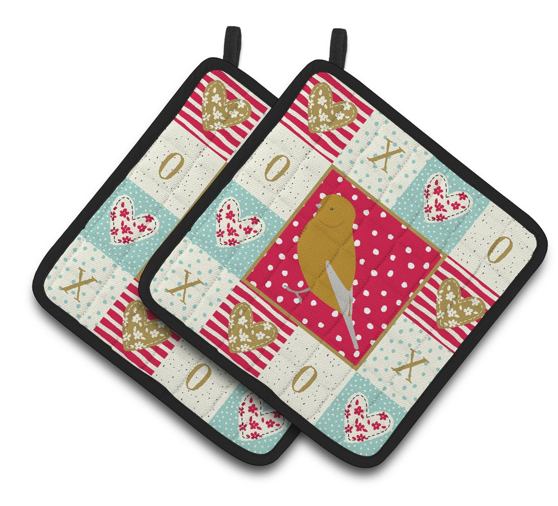 Norwich Canary Love Pair of Pot Holders CK5506PTHD by Caroline&#39;s Treasures